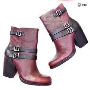 Kork-Ease Anki Campari Black Leather 3” Heel Ankle Boots Size 7